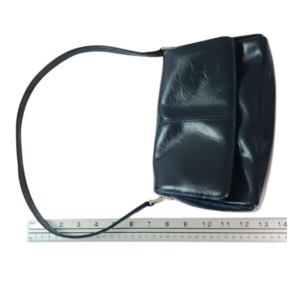 Liz Claiborne Navy Blue Women's Shoulder Purse Vintage Faux Leather 90s Mini Bag - Picture 11 of 11